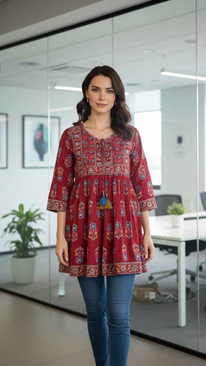 Berry Pop Top, Short Kurti