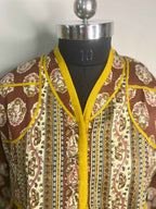 Mocha Mustard Hand Block Cotton Short Kurti