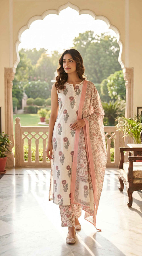 Arha Ivory Blush 3-Piece Kurta Set