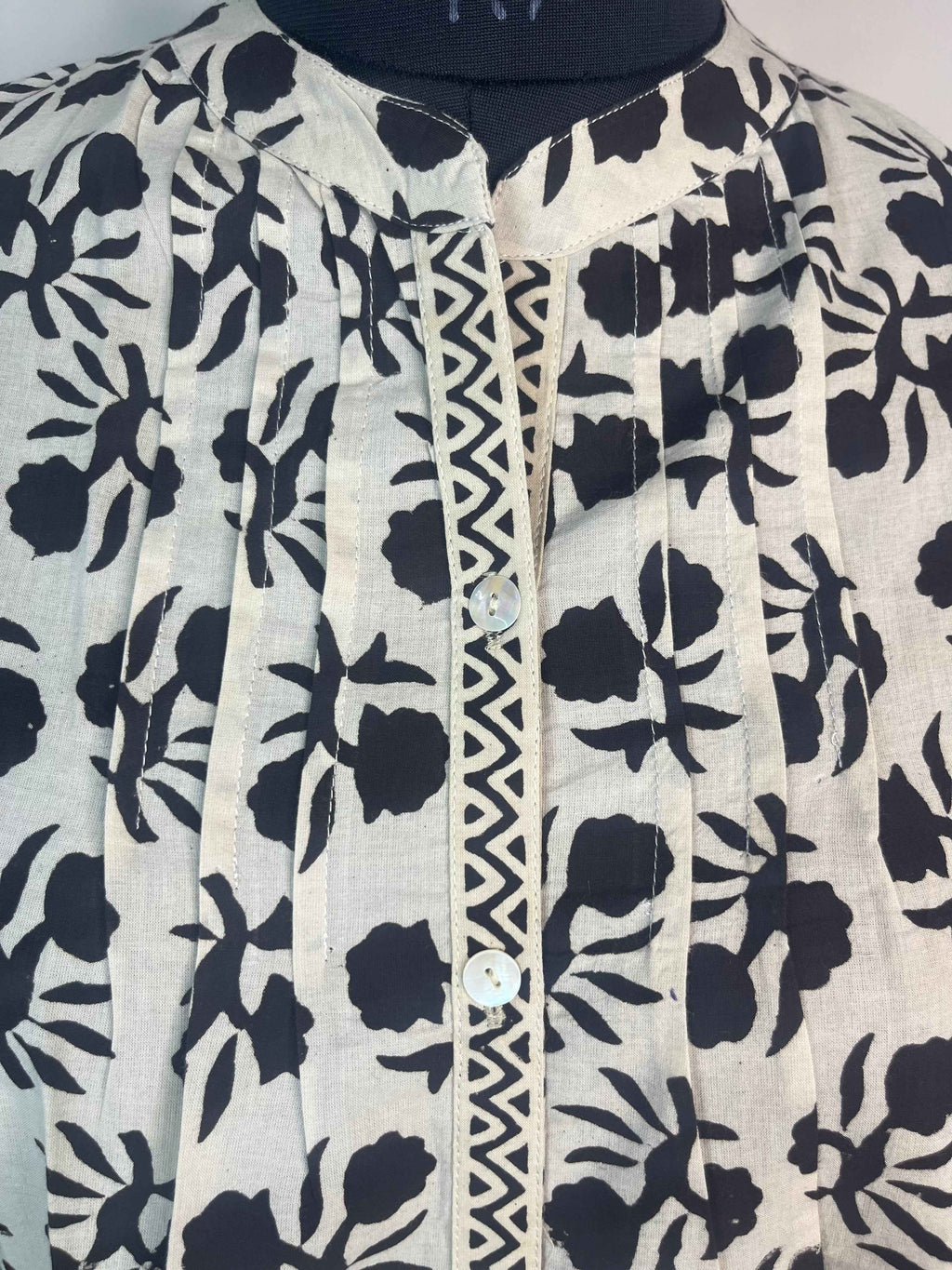 Ivory Hand Block Cotton Short  Kurti