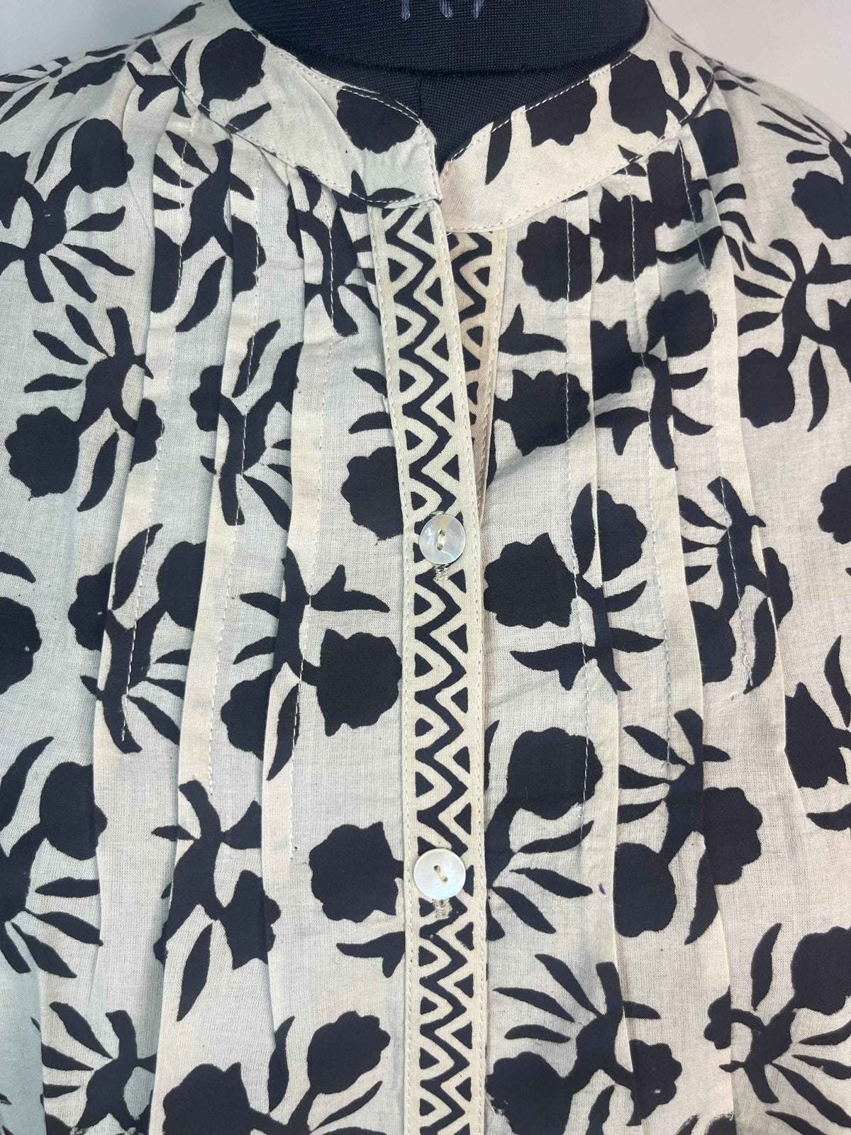 Ivory Hand Block Cotton Short  Kurti