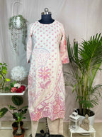 Ridhi Ivory Pink Cotton 3 Pcs Suit Set