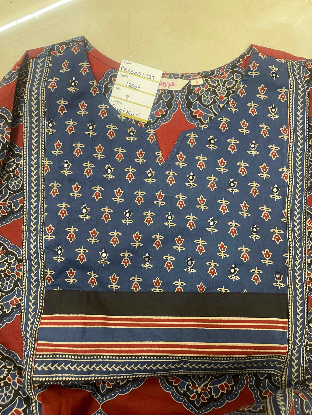 Red Ajrakh Short Kurti
