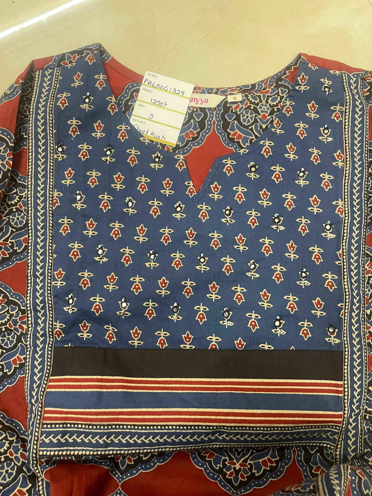 Red Ajrakh Short Kurti