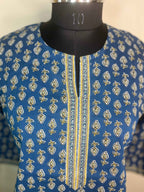 Indigo Neel Hand Block Cotton Short Kurti