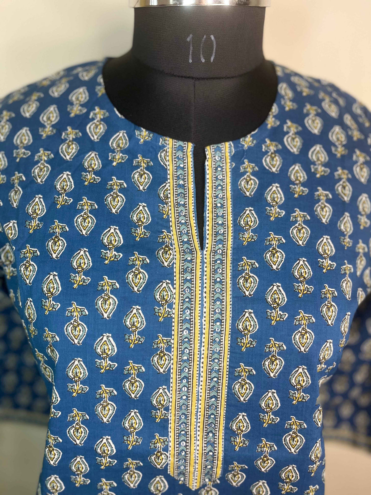 Indigo Neel Hand Block Cotton Short Kurti