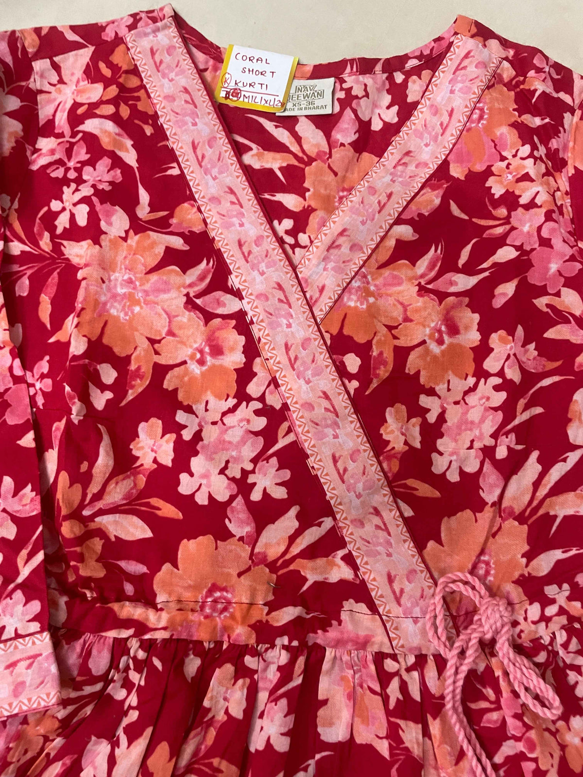 Coral Bloom Short Kurti