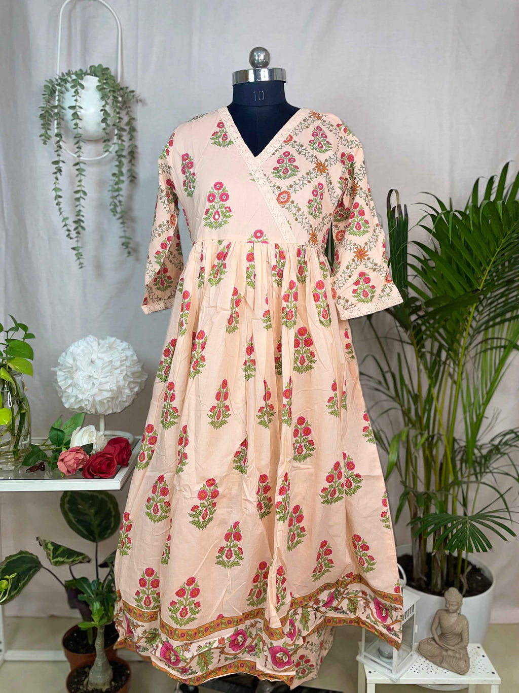 Mahi Peach Bloom Anarkali 3 Pcs Suit Set