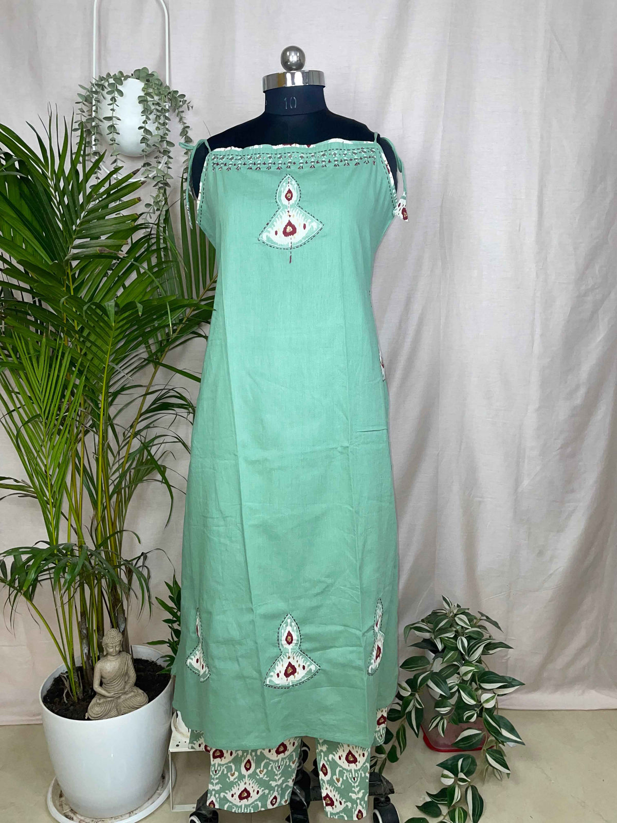 Mahi Mint 3-Piece Spaghetti Palazzo Set