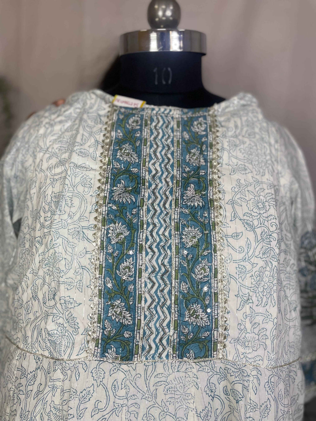 Mira Ivory Blue Sharara 3 Pcs Suit Set