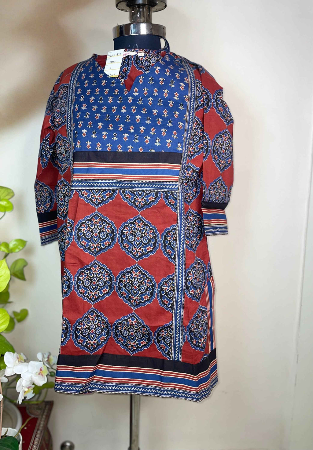 Red Ajrakh Short Kurti