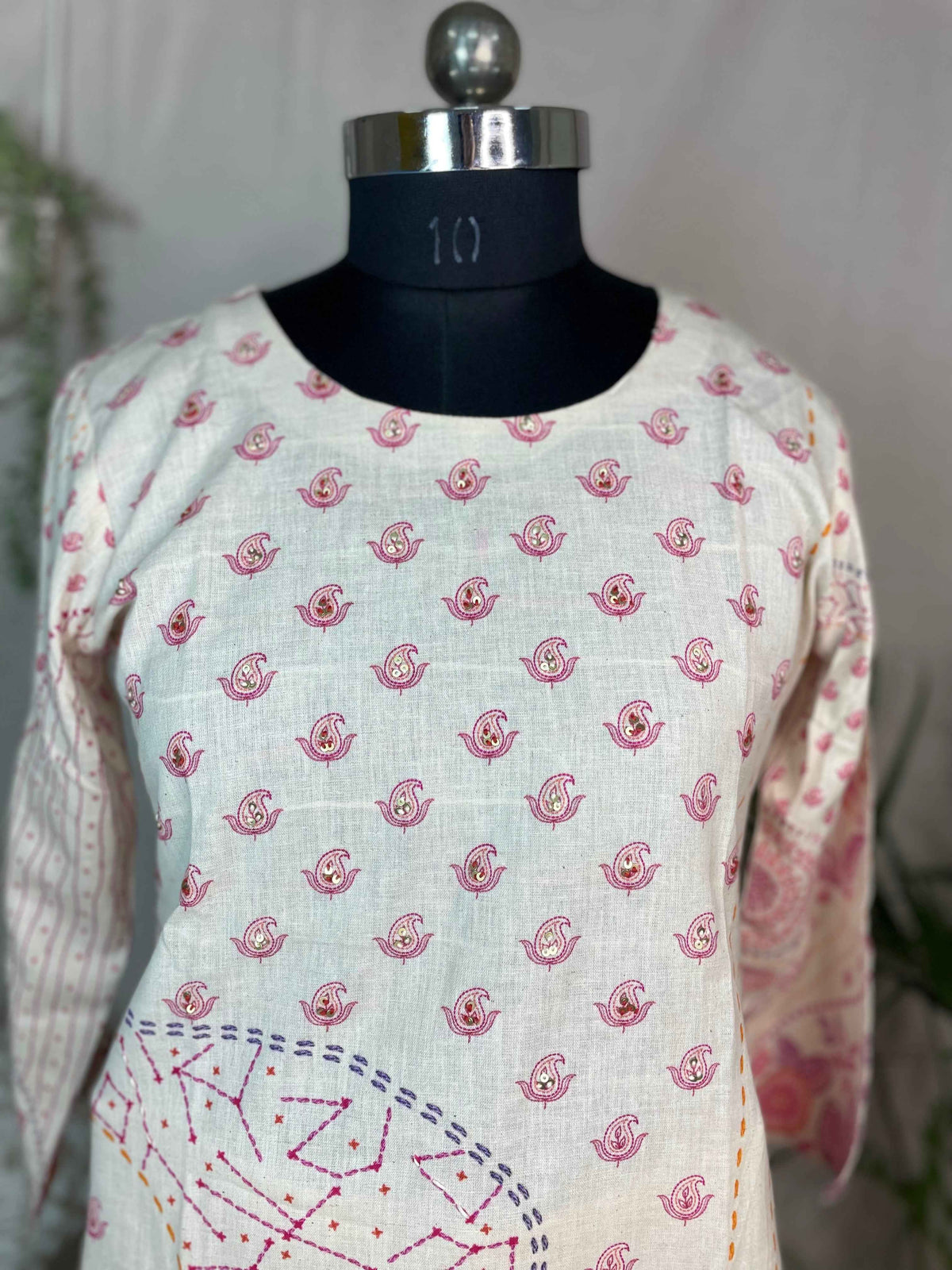 Ridhi Ivory Pink Cotton 3 Pcs Suit Set