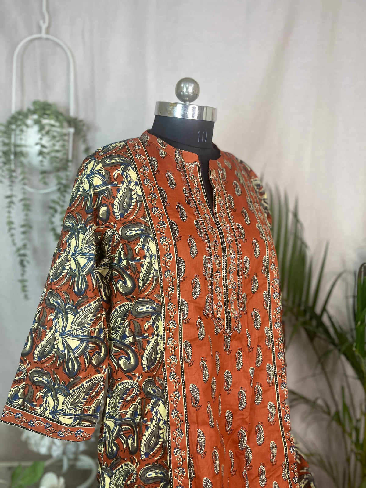 Aarna Terracotta Paisley Cotton 3 Pcs Suit Set