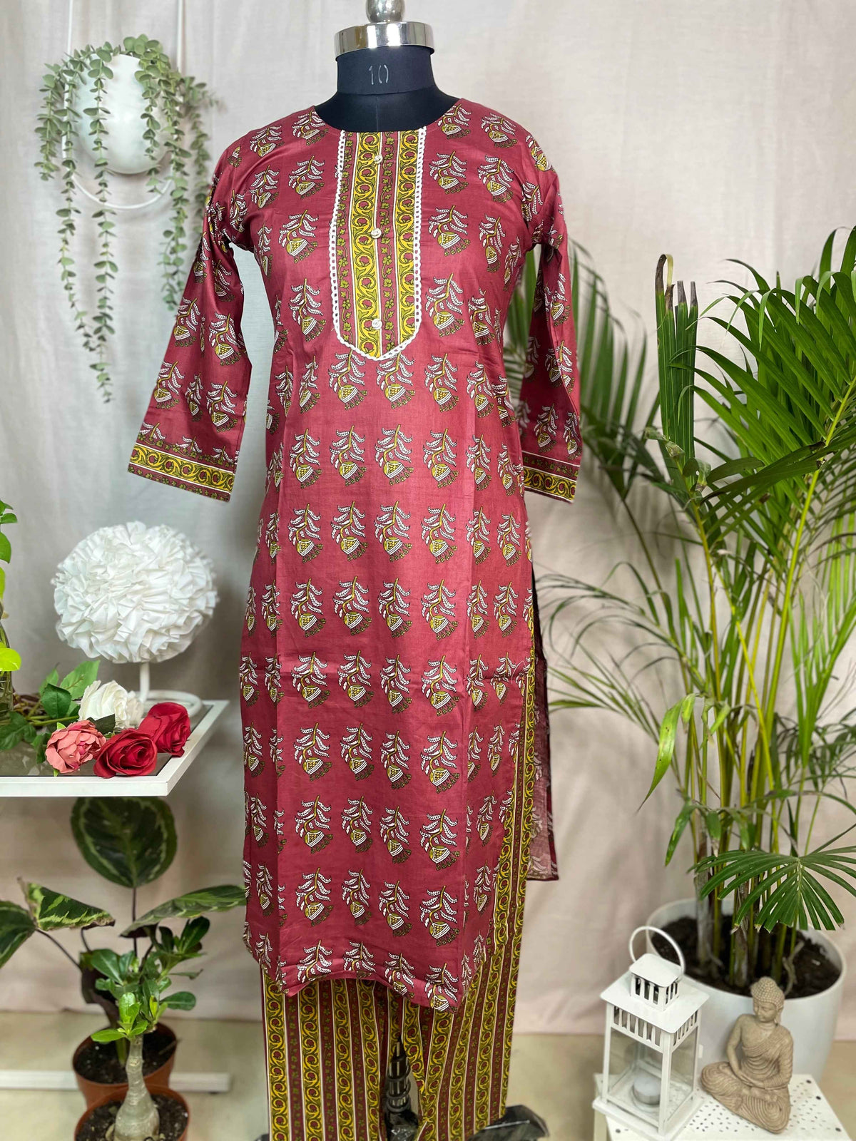 Kavisha Rust Rose Cotton 3 Pcs Suit Set