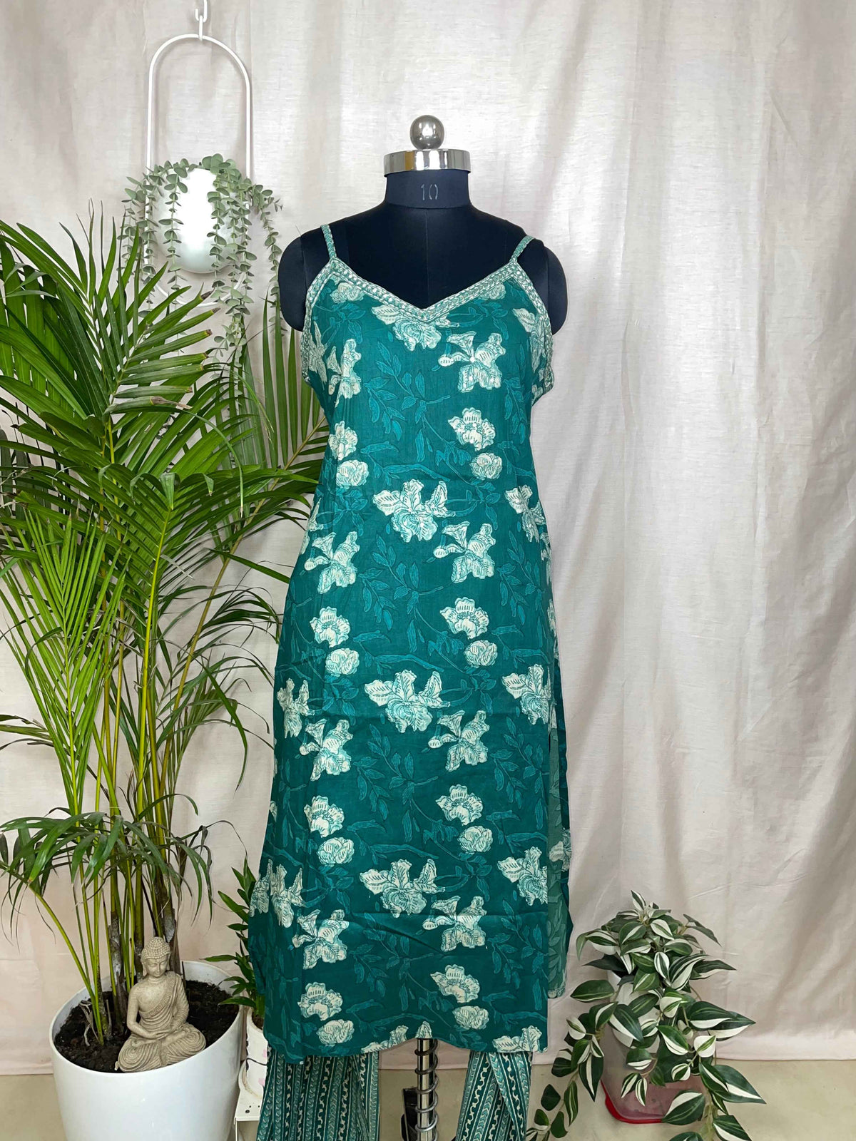 Tarvi Teal Floral 3-Piece Spaghetti Set