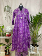 Saachi Purple Bandhani Cotton 3 Pcs Suit Set