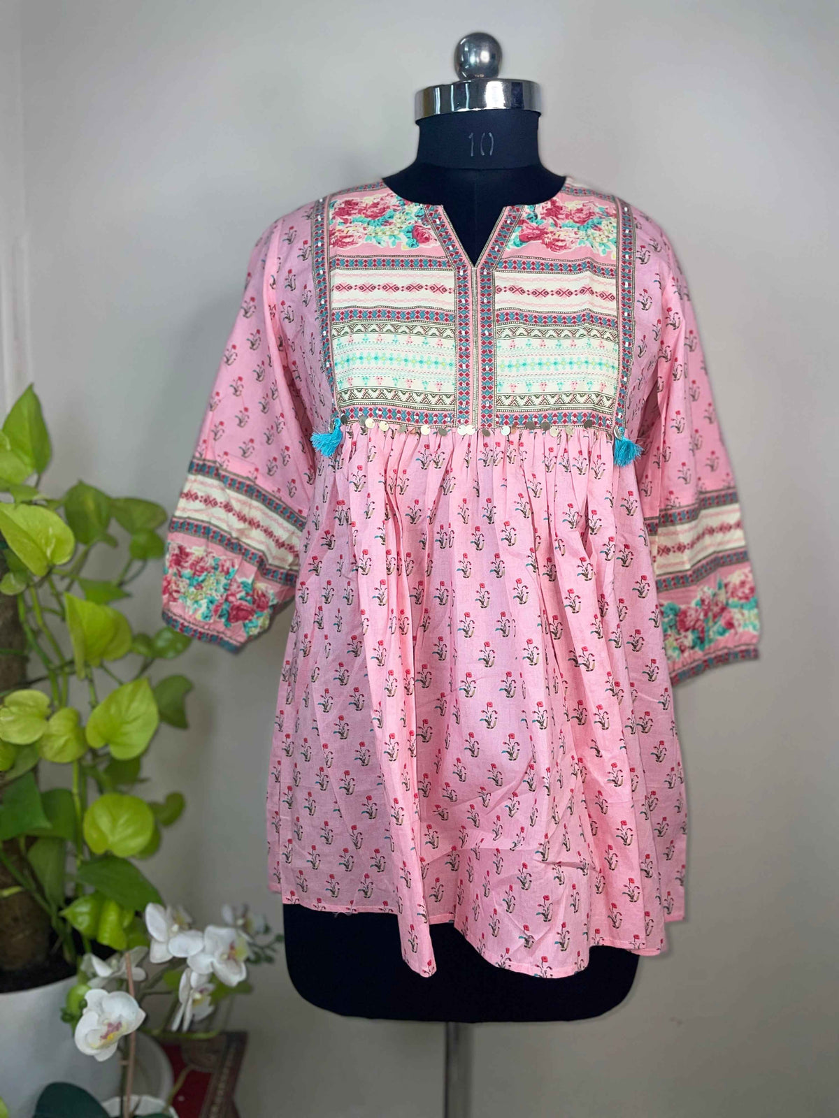 Blush Pink Garden Short Kurti