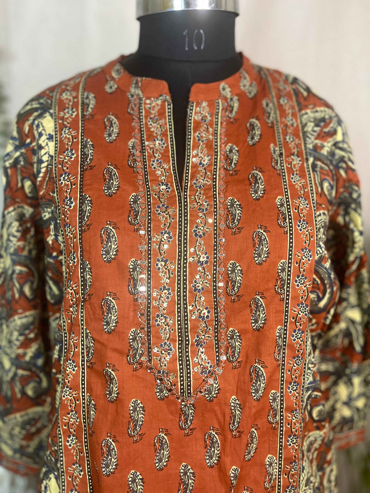Aarna Terracotta Paisley Cotton 3 Pcs Suit Set