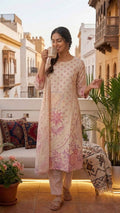 Ridhi Ivory Pink Cotton 3 Pcs Suit Set
