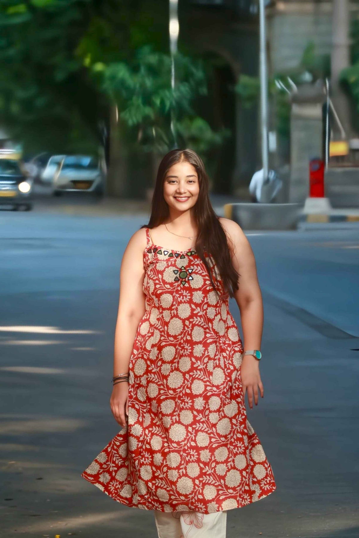Kavya Rust Floral 2-Piece Spaghetti Set