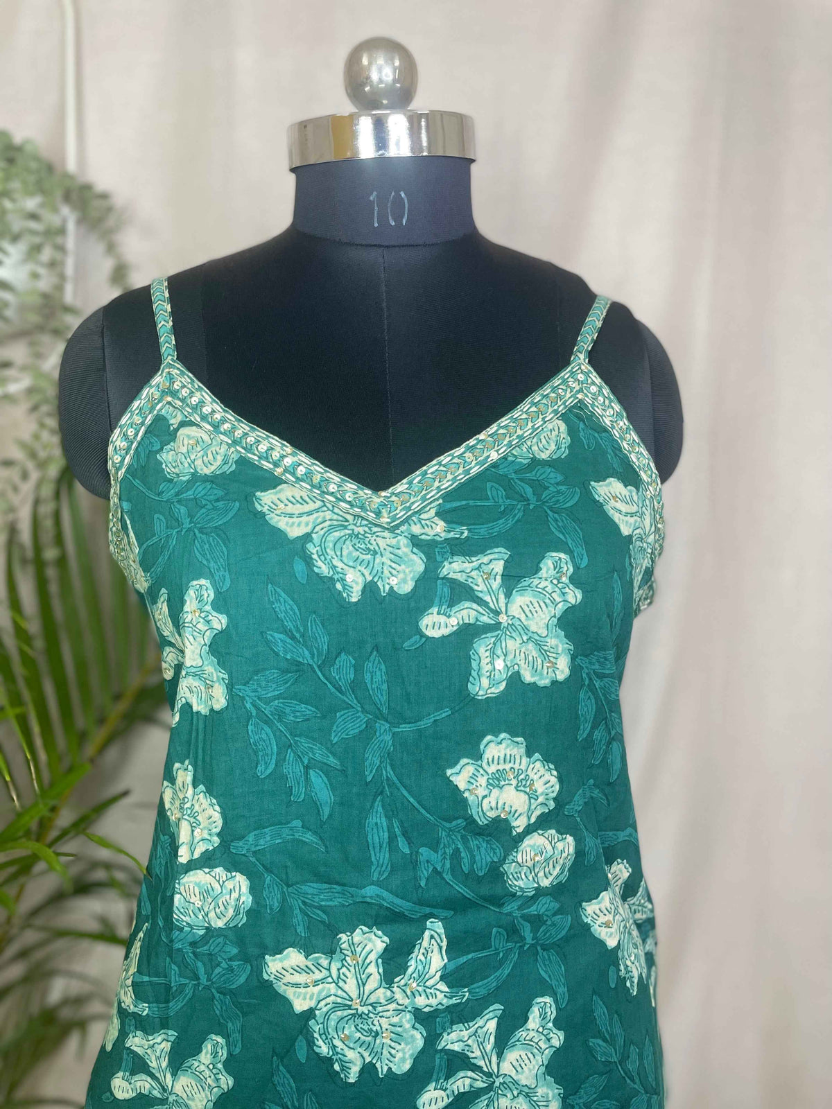 Tarvi Teal Floral 3-Piece Spaghetti Set
