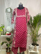 Charvi Maroon Bloom Cotton 3 Pcs Suit Set