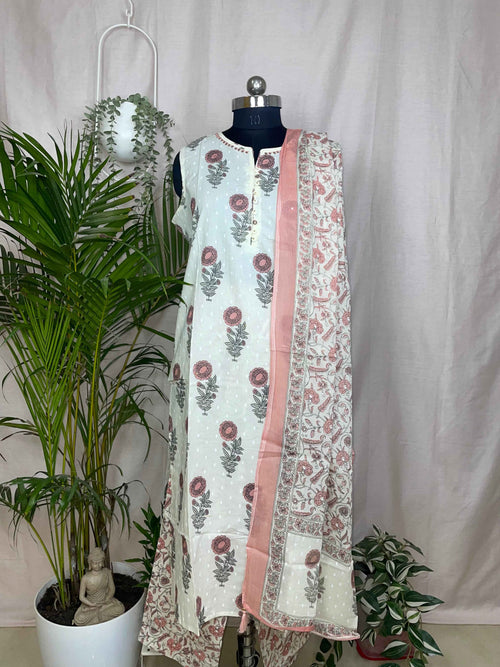 Arha Ivory Blush 3-Piece Kurta Set