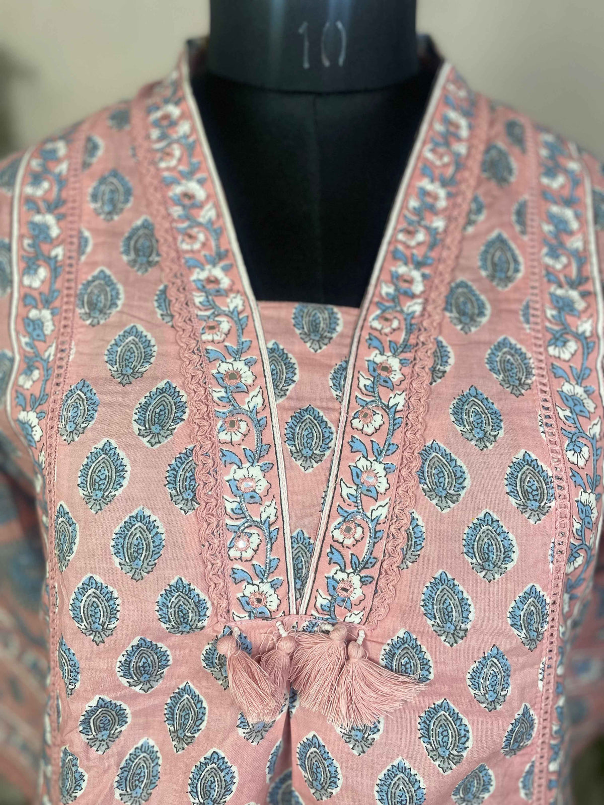Tanvi Peach Blue Cotton 3 Pcs Suit Set