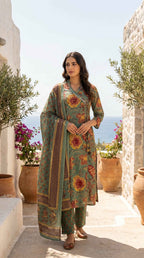 Vrinda Sage Green Cotton 3 Pcs Suit Set