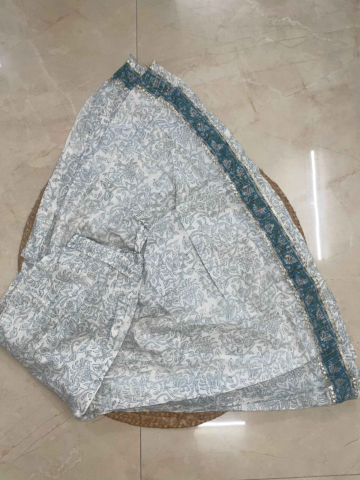 Mira Ivory Blue Sharara 3 Pcs Suit Set