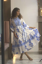 Blue Noor Hand Block Cotton Dress
