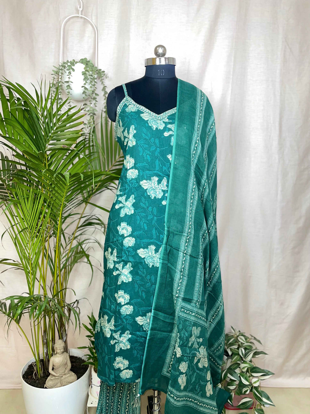 Tarvi Teal Floral 3-Piece Spaghetti Set