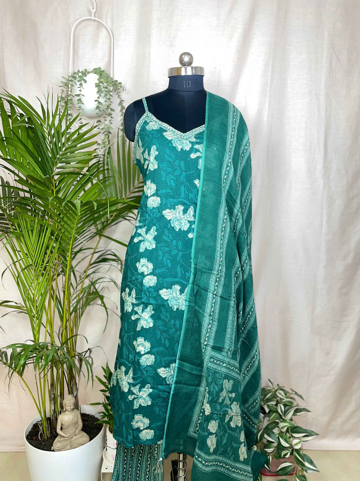Tarvi Teal Floral 3-Piece Spaghetti Set