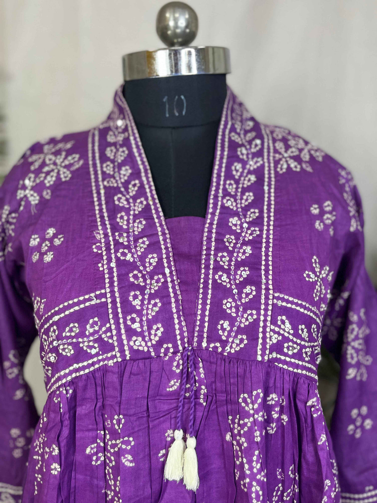 Saachi Purple Bandhani Cotton 3 Pcs Suit Set