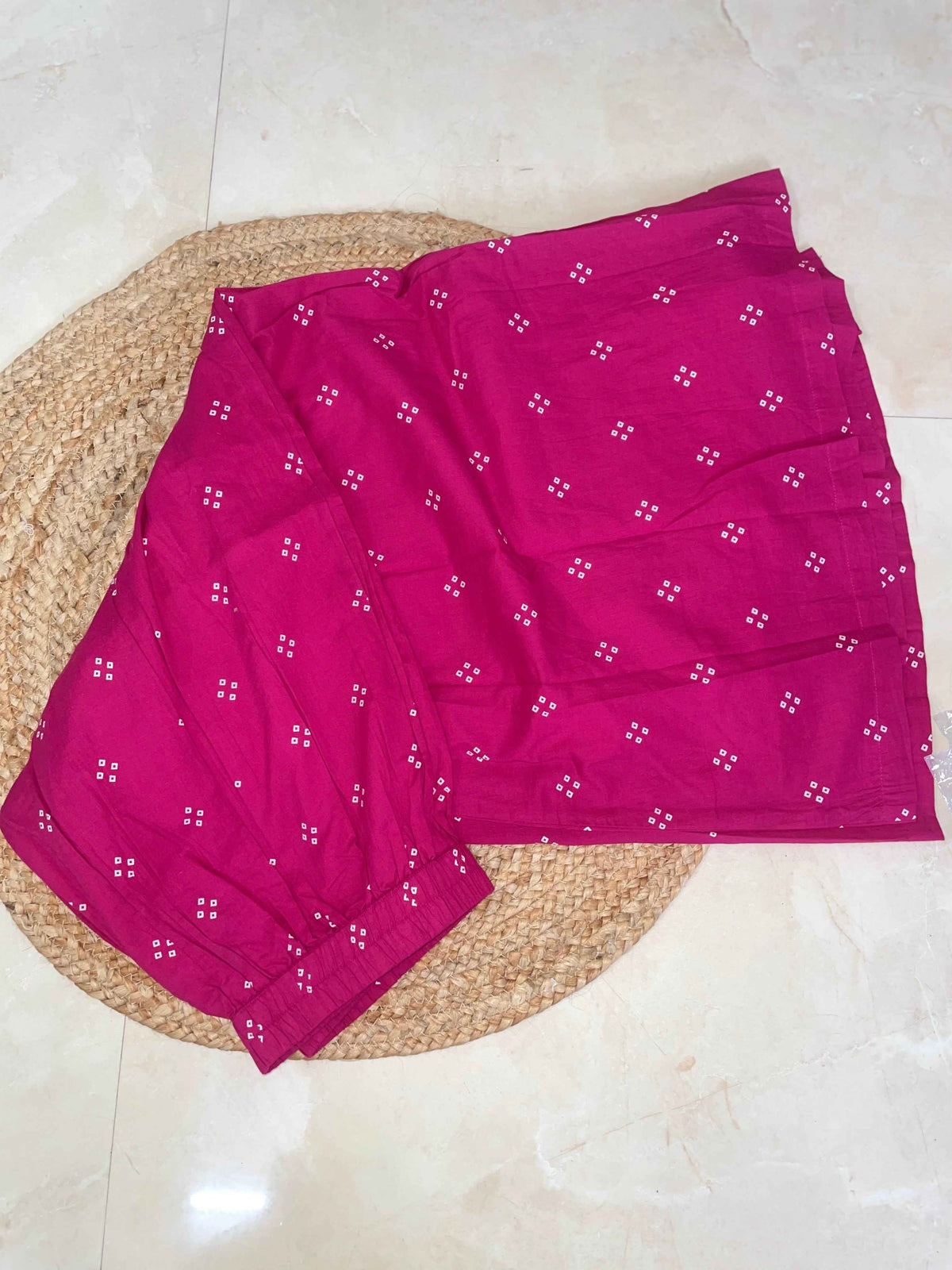 Rani Pink Hand Block Cotton Skirt Set