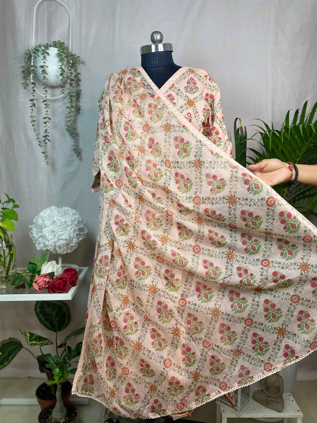 Mahi Peach Bloom Anarkali 3 Pcs Suit Set