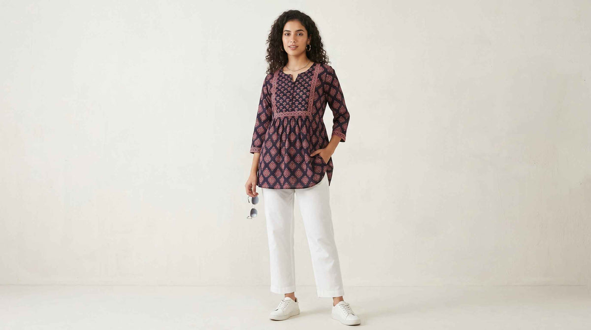 Midnight Paisley Short Kurti