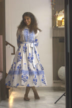 Blue Noor Hand Block Cotton Dress
