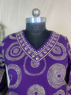 Jheel Purple Circle Cotton 3 Pcs Suit Set