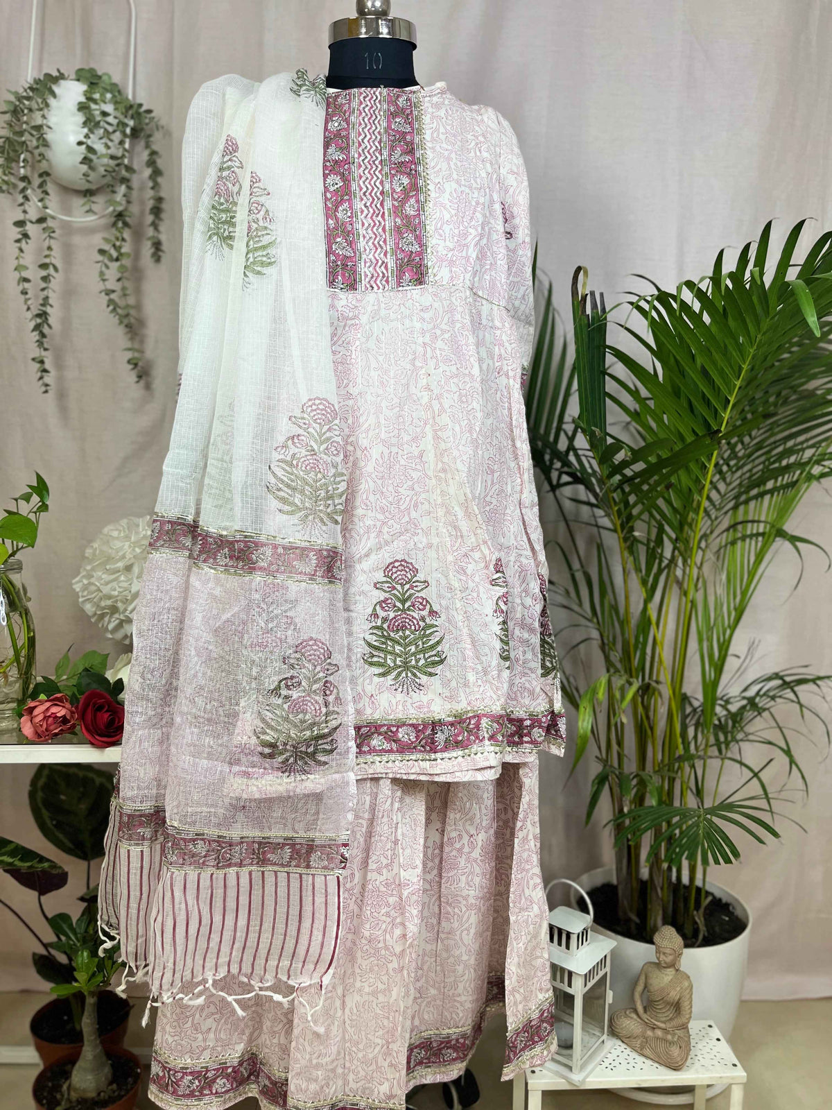 Mira Ivory Pink  Sharara 3 Pcs Suit Set